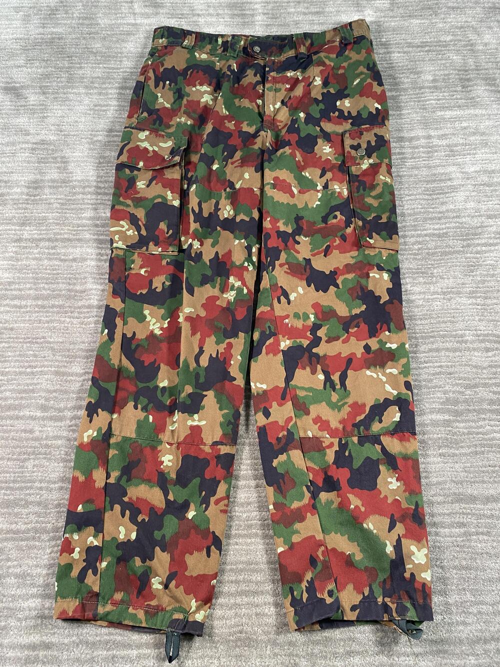 Vintage Swiss Army Camo Pants Mens 32x30 Alpenflage Cargo Elastic Waist 80s